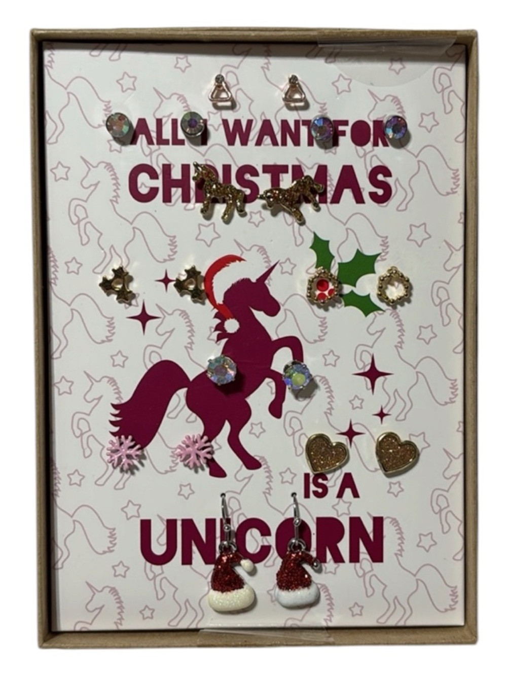 All I Want for Christmas is a Unicorn 10 Pair Earring Set